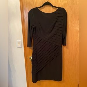 Adrianna papell size 10 black ruched long sleeve dress